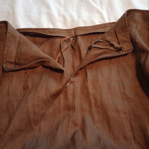Relativity 16P Brown Linen Maxi Skirt Back Zip. Fall Transition Western Boho - Picture 4 of 9